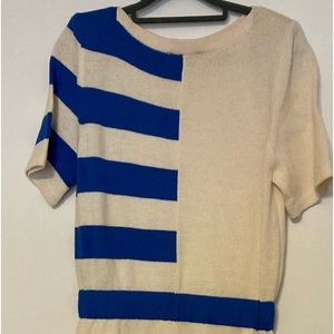 ST John Knit striped dress  Marie Gray knee lngth short Slv. M